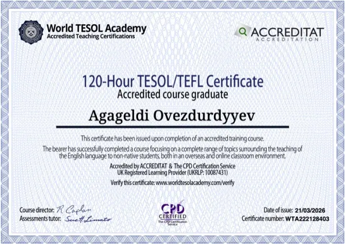 120-Hour TESOL/TEFL Certificate