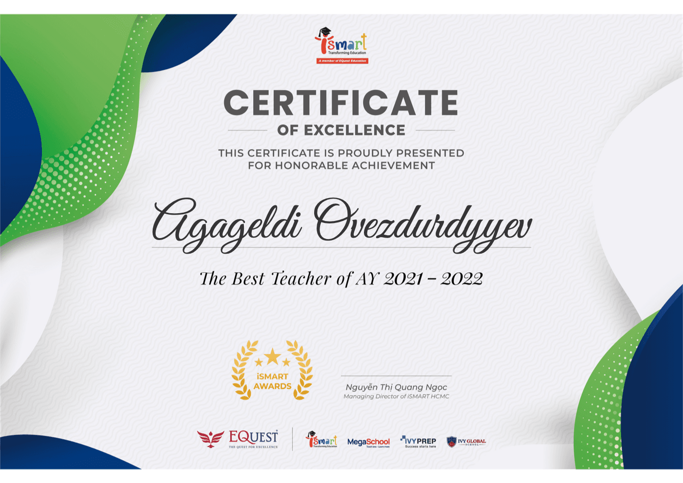 Best Teacher Award · AY 2021–2022
