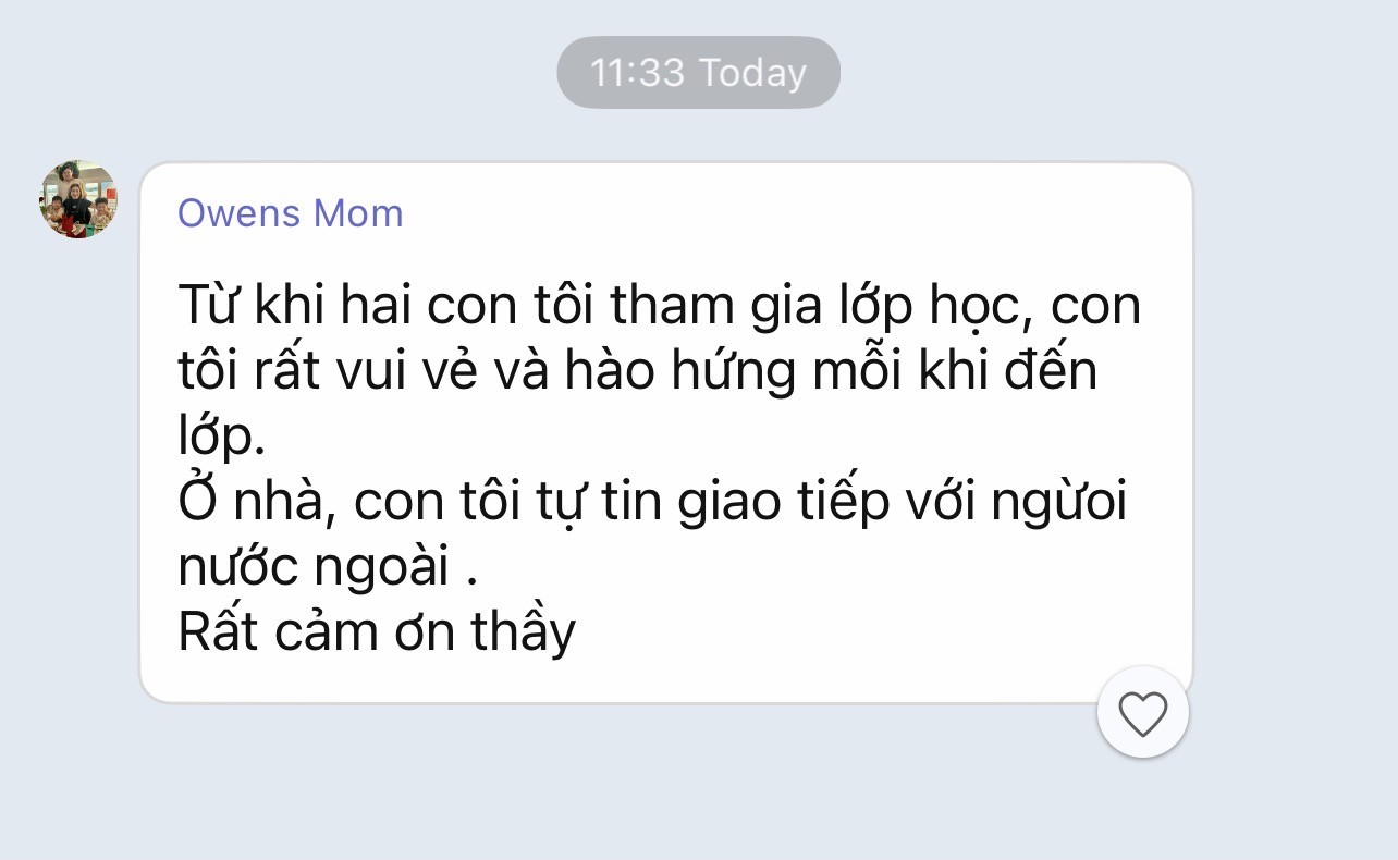 Tin nhắn Zalo của mẹ bé Owen về hai con tại Stemhouse